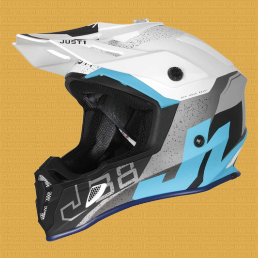 Casco Cross Enduro Just1 J38 Korner bianco nero blu