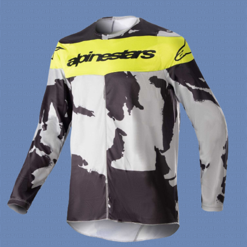 Completo Cross Alpinestars RACER TACTICAL - Nero Grigio Camo Giallo Fluo