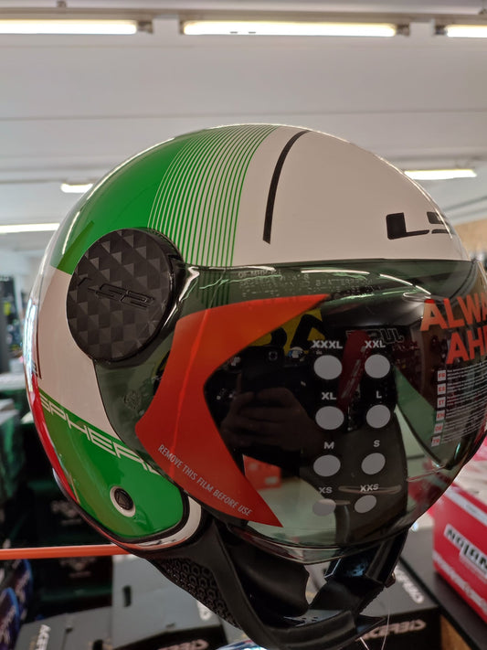 Casco jet LS2 OF558 SPHERE LUX Firm bianco verde rosso
