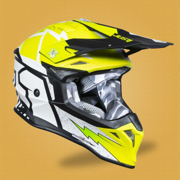 Casco cross enduro Just1 J39 Poseidon ECE2206 Giallo nero bianco