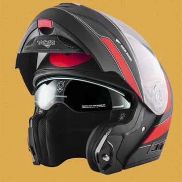 Casco modulare NOS NS-8 GAZE nero rosso opaco