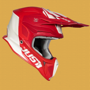 Casco cross Just1 J18 Mips Pulsar in fibra bianco rosso opaco