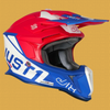 Casco cross enduro Just1 J18 Mips Vertigo in fibra Bianco Rosso blu