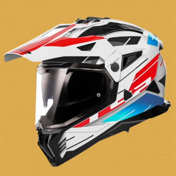 Casco LS2 MX702 Pioneer 2 Namib bianco blu rosso