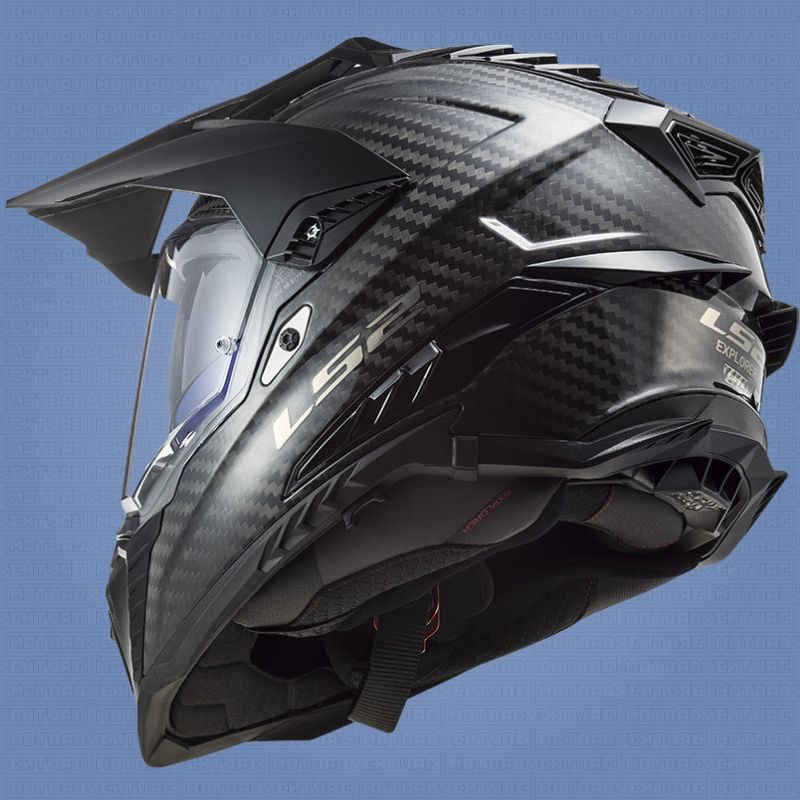 Casco Adventure LS2 MX701 C EXPLORER Carbonio 2206 Carbon nero lucido - Moto Adventure