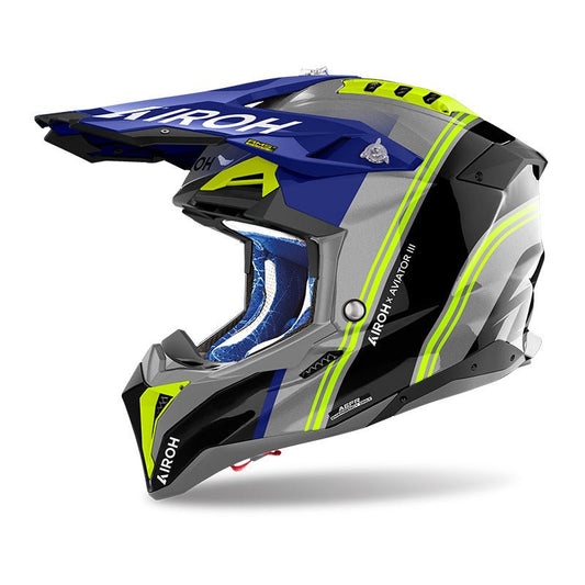 Casco Airoh Aviator 3 Hima Blue Gloss - Moto Adventure