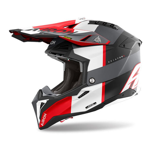 Casco Airoh Aviator 3 Monarch Grey/Red Matt - Moto Adventure