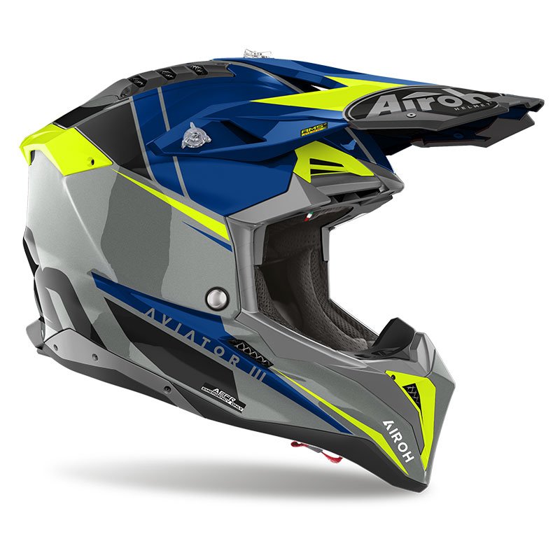 Casco Airoh Aviator 3 Push Blue Gloss - Moto Adventure