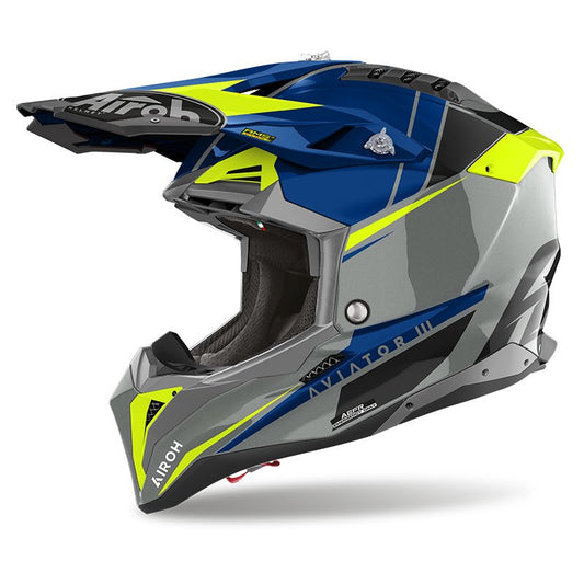 Casco Airoh Aviator 3 Push Blue Gloss - Moto Adventure