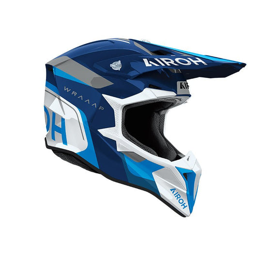 Casco Airoh Wraaap Conquer Blue Gloss - Moto Adventure