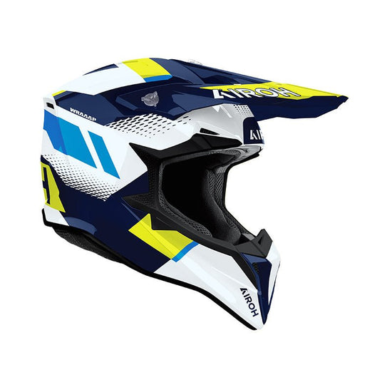 Casco Airoh Wraaap Vision Yellow/Blue Gloss - Moto Adventure