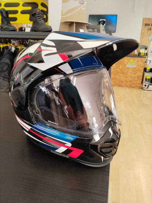 Casco Arai Tour-X 5 Discovery Blu + interfono Arai Sena ACS10 montato + Pinlock Fotocromatica (CASCO USATO COME CASCO PROVA)) - Moto Adventure