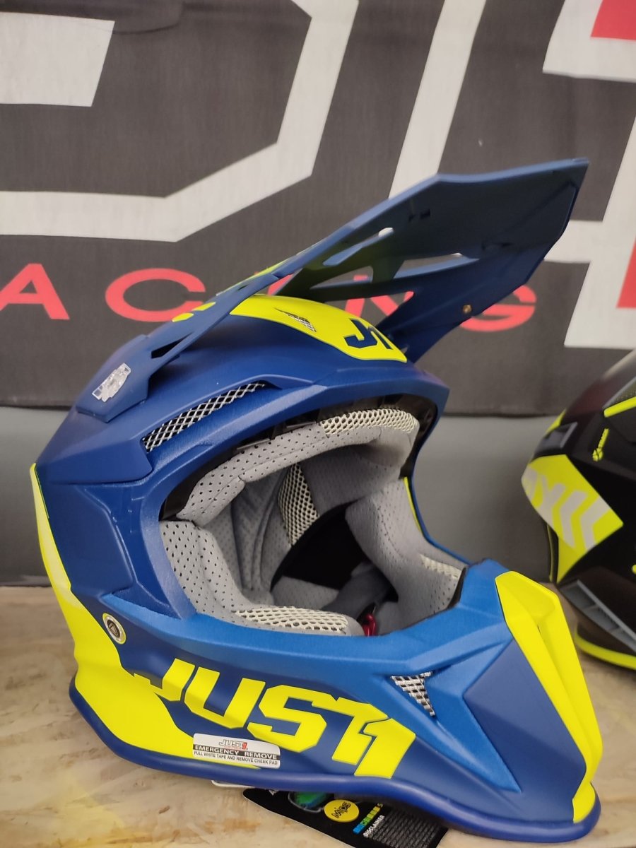 Casco cross enduro Just1 J18 Mips pulsar blu giallo - Moto Adventure