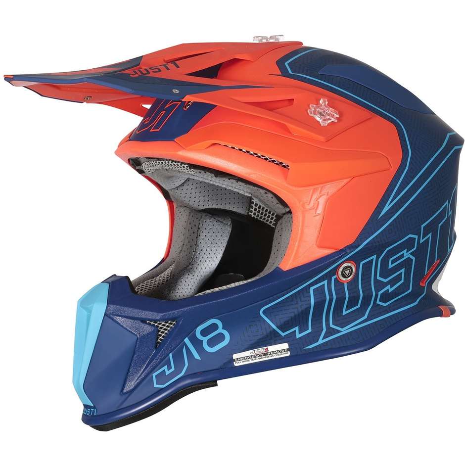 Casco cross enduro Just1 J18 Mips Vertigo arancio blu - Moto Adventure
