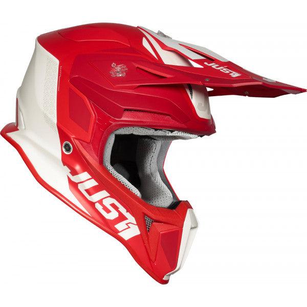 Casco cross Just1 J18 Mips Pulsar in fibra bianco rosso opaco - Moto Adventure