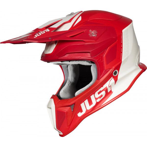 Casco cross Just1 J18 Mips Pulsar in fibra bianco rosso opaco - Moto Adventure