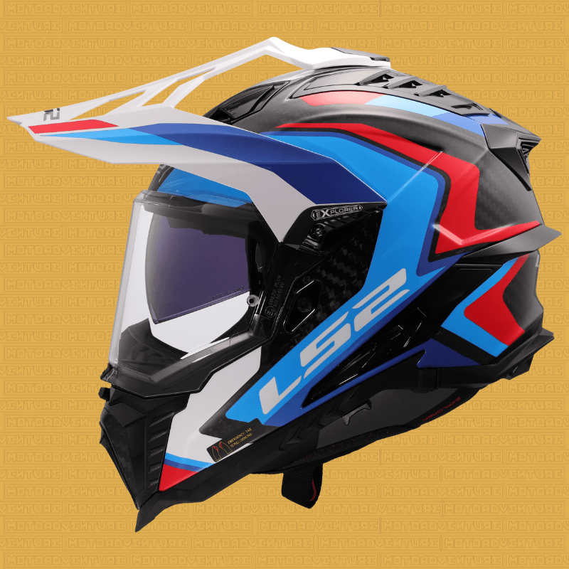 Casco LS2 MX701 C EXPLORER 2206 Carbon Frontier II White blu - Moto Adventure