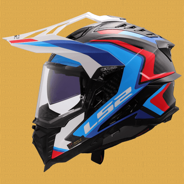 Casco LS2 MX701 C EXPLORER 2206 Carbon Frontier II White blu - Moto Adventure