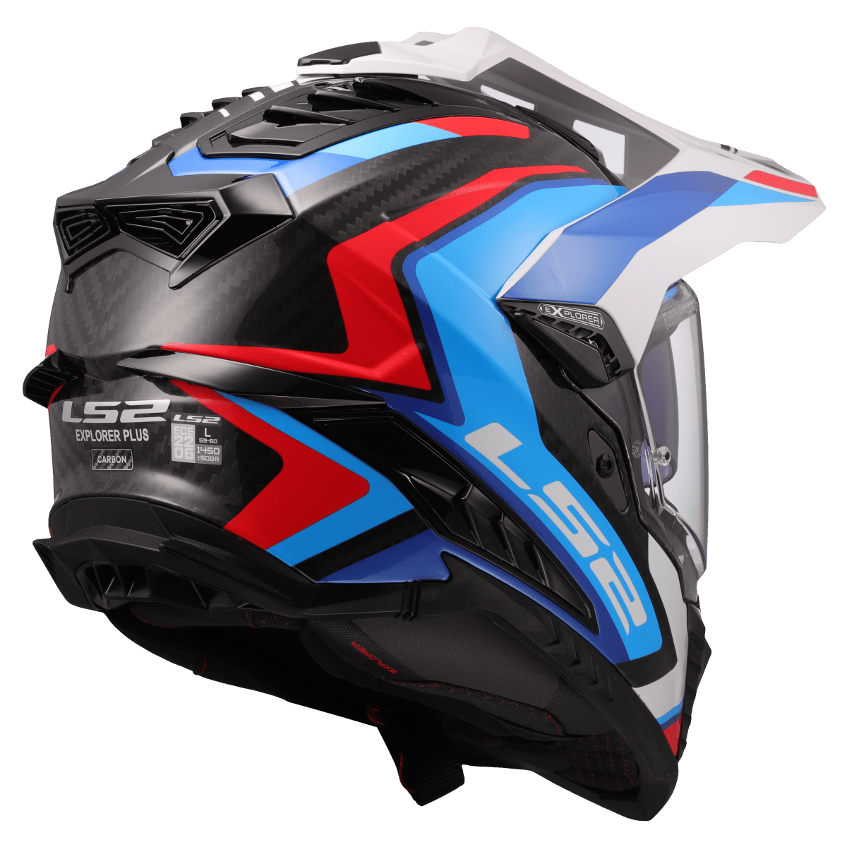 Casco LS2 MX701 C EXPLORER 2206 Carbon Frontier II White blu - Moto Adventure