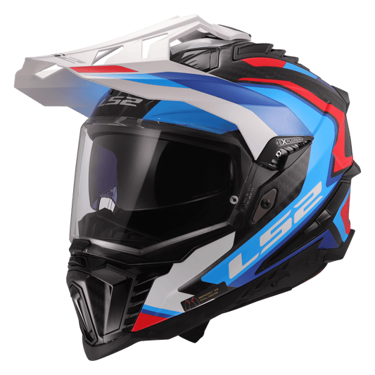 Casco LS2 MX701 C EXPLORER 2206 Carbon Frontier II White blu - Moto Adventure