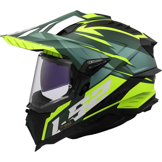 Casco LS2 MX701 EXPLORER in fibra ECE2206 Spire Green H - V Yellow Matt - Moto Adventure