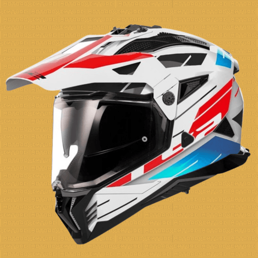 Casco LS2 MX702 Pioneer 2 Namib bianco blu rosso - Moto Adventure