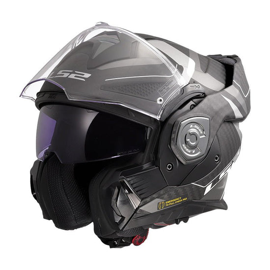 Casco modulare LS2 FF901 Advant X Carbon Horizon Argento-Grigio - Moto Adventure