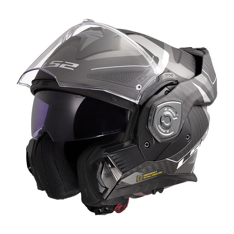 Casco modulare LS2 FF901 Advant X Carbon Horizon Argento-Grigio - Moto Adventure