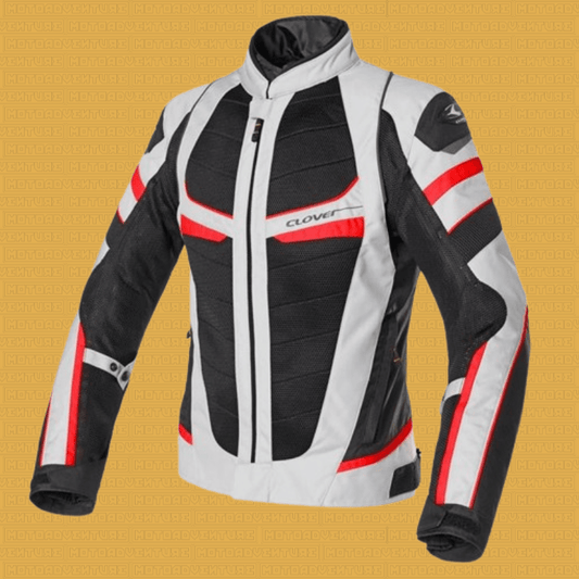 Giubbotto uomo Clover Rainjet 2 WP grigio chiaro rosso - Moto Adventure