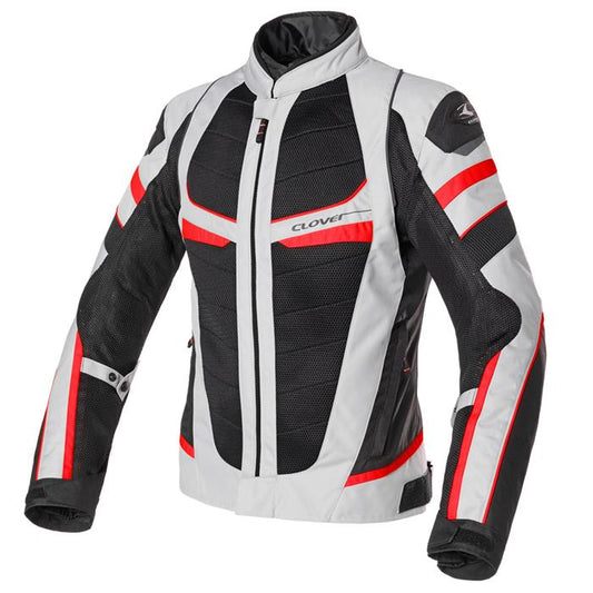 Giubbotto uomo Clover Rainjet 2 WP grigio chiaro rosso - Moto Adventure
