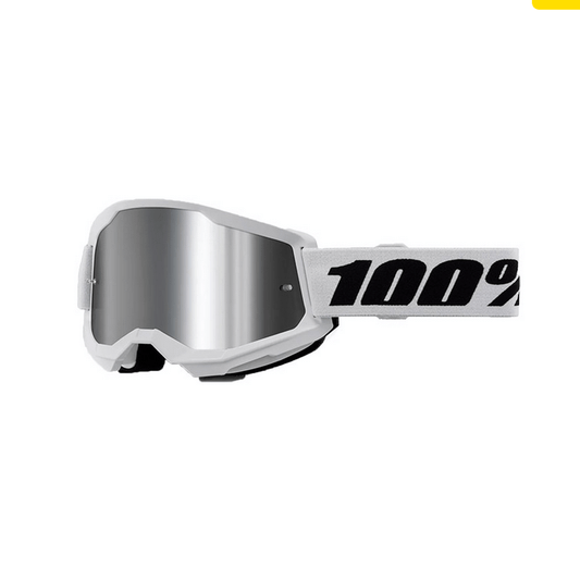 Maschera 100% Strata 2 Bianco specchiato argento - Moto Adventure