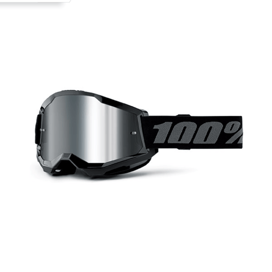 MASCHERA 100% STRATA 2 BLACK - LENTE A SPECCHIO ARGENTO - Moto Adventure
