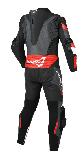 Tuta in pelle intera Macna Chromiq nero rosso - Moto Adventure