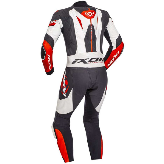 Tuta Intera in Pelle Ixon JACKAL Nero Bianco Rosso - Moto Adventure
