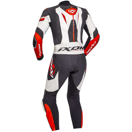 Tuta Intera in Pelle Ixon JACKAL Nero Bianco Rosso - Moto Adventure