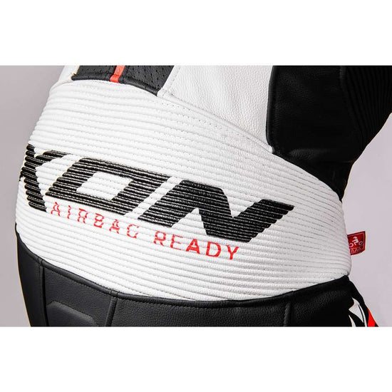 Tuta Intera in Pelle Ixon JACKAL Nero Bianco Rosso - Moto Adventure