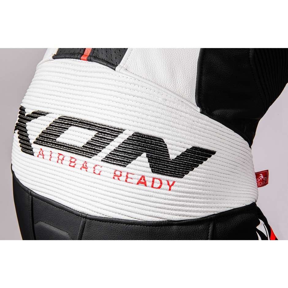 Tuta Intera in Pelle Ixon JACKAL Nero Bianco Rosso - Moto Adventure