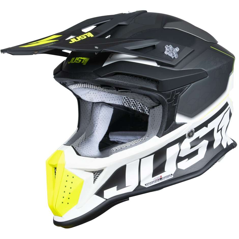 Casco cross enduro Just1 J18 Hexa bianco giallo nero - Moto Adventure