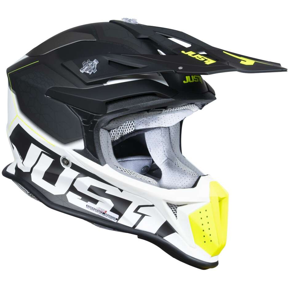 Casco cross enduro Just1 J18 Hexa bianco giallo nero - Moto Adventure