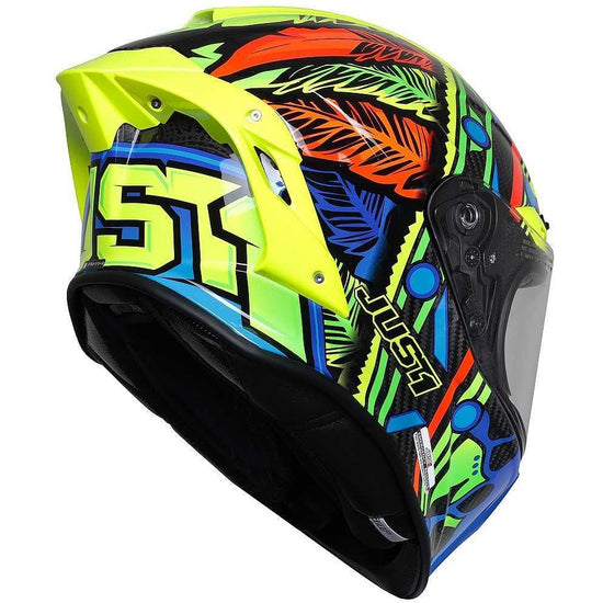 Casco Moto Integrale In Carbonio Just1 J-GPR TRIBE Blu Giallo Fluo Carbon - Moto Adventure